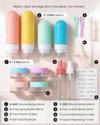 17 Pack Travel Bottles for Toiletries, TSA Approved Leak Proof Silicone Travel Containers for Toiletries with Label-Dopamine Color