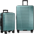 U.S. Traveler Boren Expandable Hardside Rugged Travel Luggage with 8 Spinner Wheels, Teal, 2-Piece Set