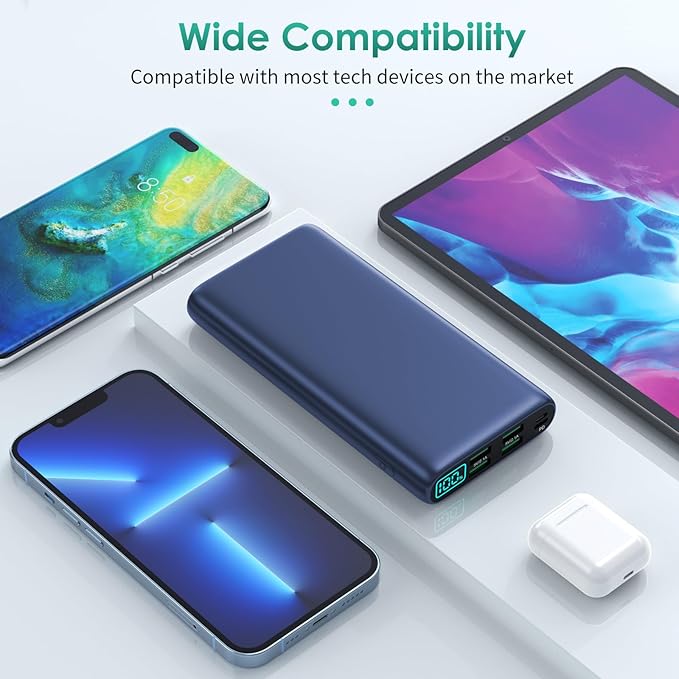 Portable Charger 38800mAh Power Bank with 5 Outputs & 2 Inputs,PD USB C In&Out Fast Phone Charging External Battery Pack Backup,Travel Essential Outdoor for iPhone 17/16,Android Samsung Galaxy-Navy