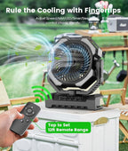 Camping Misting Fan - Portable Rechargeable Fan with 8.9oz Tank, Light, Hook - Battery Power 120H MAX Working, Fast Cooling, 4 Speed, Timer, Sleep Mode, for Outdoor, Travel, Patios, Beach