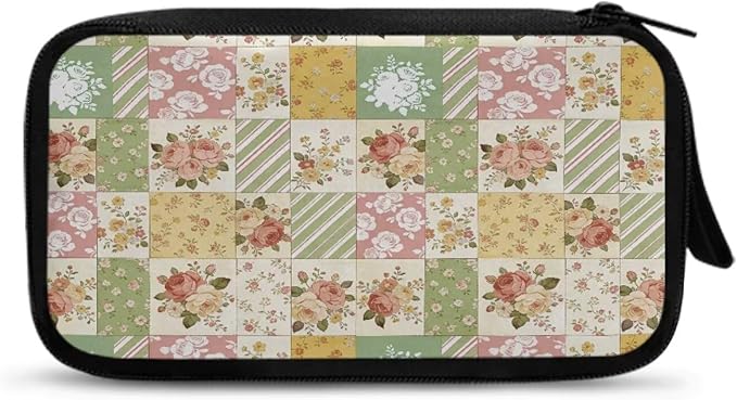 Floral Patchwork Electronic Organizer Portable Cable Organizer Bag Electronics Organizer Travel Case fits Phone Power Bank SD Card Tech Accessory Large Storage Bag