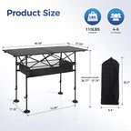 ALPHA CAMP Camping Table Outdoor Portable Adjustable Aluminum Table with Storage for Grill Travel Picnic Beach BBQ Backyards