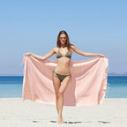 WETCAT Turkish Beach Towel Oversized (38"x71") 100% Turkish Cotton, Made in Turkey - Sand Free, Extra Large, Ultra Soft, Quick Drying, Compact & Lightweight for Travel - Light Coral