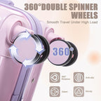 20 Inch Carry on Luggage with 14 Inch Cosmetic Case, 2 Pcs Hardshell Lightweight Durable Spinner Suitcase Set for Travel, Women, Men, TSA Lock, ABS, 20+14 Inch, Pink Purple