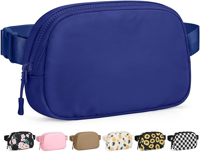 Pritent Fanny Packs for Women Cross Body Bag Waterproof Belt Bag with Adjustable Strap and Zipper Back Pocket Small Crossbody Bags Fashion Waist Packs for Workout Travelling(Blue)