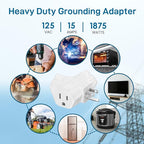 K KASONIC - 3-Outlet Grounding Adapter, [UL Listed] Plug Extender, Heavy-Duty Grounded Power Tap - 3 Pack (White)