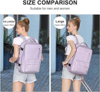 WONHOX Large Travel Backpack Women, Carry On Backpack,Hiking Backpack Waterproof Outdoor Sports Rucksack Casual Daypack with USB Charging Port Shoes Compartment, Purple