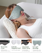 Sivio Weighted Eye Mask for Sleeping, Cooling & Cozy Reversible Blackout Sleep Mask for Women & Men, Microwave Freezable Heavy Blindfold for Migraine, Travel, Meditation, Mothers Day Gift 0.55lb, Grey