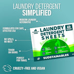 Sudstainables Laundry Detergent Sheets 60 Loads – Dissolvable Laundry Sheet for Washing Machines, Compact Alternative to Liquid & Powder Detergent, Travel-Friendly Soap | Fragrance Free