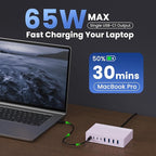 200W USB C Charger Block, 8-in-1 GaN III USB C Charger Fast Charging Station Hub, PD 65W Laptop Charging Adapter for MacBook Pro/Air/Dell XPS/iPhone 16/15/14/iPad/Galaxy S24 (Purple)