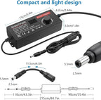 SHNITPWR Variable Universal Power Supply Adjustable DC 4V-24V 144W 6A AC/DC Adapter 100-240V AC to DC Converter with 16 Tips,Alligator Clips,DC Pigtail Power Cable, for LED Strip,CCTV,Camera,Radio