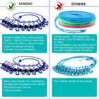 Portable Travel Clothesline, Adjustable Elastic Travel Camping Retractable Clothesline with 12pcs Clips for Outdoor and Indoor Use (Blue)