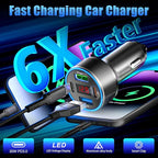 USB C Car Charger, 78W 4 Port Fast Charging Car Phone Charger Adapter with Voltage Monitor, Metal PD PPS Dual USB C Car USB Adapter for iPhone 17 16 15 Pro, iPad, Samsung Glaxy, Android