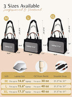 BESBESME Canvas Tote Bag for Women with Zipper & Compartments– Large Work & College Laptop Tote Crossbody Shoulder Bag