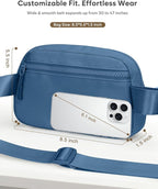Pritent Fanny Packs for Women Cross Body Bag Waterproof Belt Bag with Adjustable Strap and Zipper Back Pocket Small Crossbody Bags Fashion Waist Packs for Workout Travelling(Navy Blue)