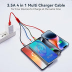 Short Multi Charging Cable, 1Ft/2Pack Multi Charging Cord, 4 in 1 Multiple USB Charger Cable,Fast Charging with IP/Type C/Micro USB Ports for Cell Phones/iPhone Series/Tablets/Galaxy/PS and More