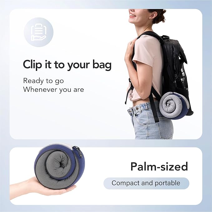 KPNEOL Travel Pillow, 100% Pure Memory Foam Travel Neck Pillow Airplane Neck Support Ergonomic Design for Traveling Suitable for Airplanes,Offices and Cars-Navy Blue
