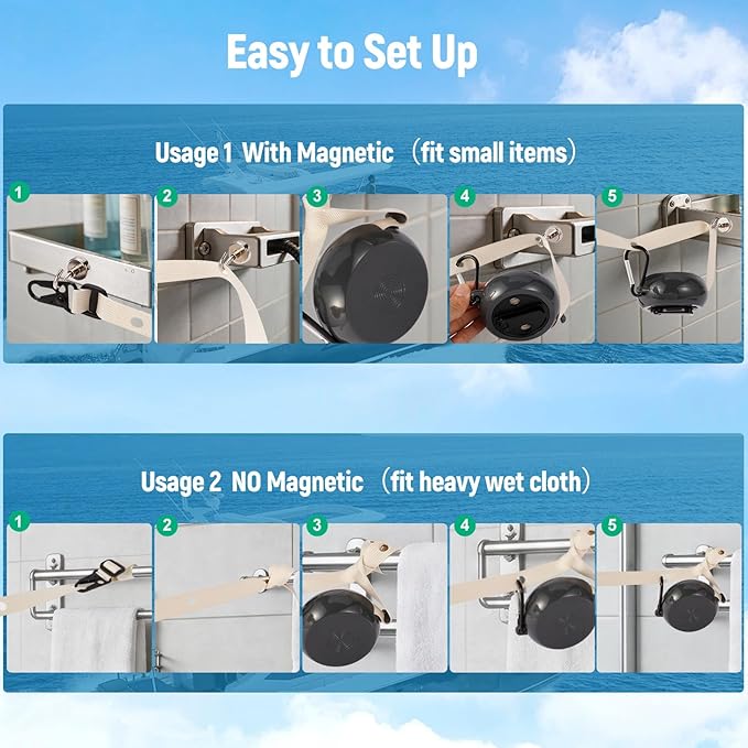 Caudblor Magnetic Clothesline for Cruise Ship Cabin Essentials, 13ft Retractable Travel Clothes Line with Clips Windproof Holes，Portable Laundry Drying Lines for Must Haves 2026 Hotel, RV, Indoor