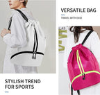 JELUTAR Drawstring Backpack Gym Bag with Shoes Compartment for Soccer, Basketball, Swim, Water-Resistant String Backpack Beach Cinch for Women Men, White
