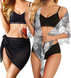CHICGAL 2 Pieces Women Beach Sarong Bathing Suit Wrap Skirt Sheer Bikini Swimsuit Cover Ups for Swimwear
