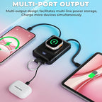 Portable Charger,5000mAh PD 20W Super Fast Charging Power Bank with Built-in Cables,Travel Keychain Battery Pack for Apple Watch Ultra/11/10/9/8/7/6/SE,iPhone 17/16/15/14/13/12 (Black)