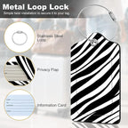 2Pack Luggage Tags for Suitcases, Cute Unique Pu Leather Cruise Luggage Tag with Privacy Cover ID Label Address Card and Metal Ring Suitable for Women Men Kids Travel Bag Black and white lines