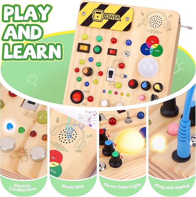 Grarain Busy Board for Toddlers - Montessori Educational Toy for 1-3 Year Old Boys & Girls | Travel-Friendly Sensory Learning Activity | Ideal for Kids with Autism(Busy Board v4)