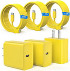 iPhone 17 16 15 Charger Fast Charging, 3 Pack PD 20W USB C Charger with 10FT Cord, USB C Cable Type C Chargers Block for iPhone 17/17 Pro/17 Pro Max/16/16 Plus/16 Pro/16 Pro Max/15/15 Pro（Yellow）