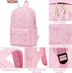 LOIDOU Backpack for Girls School Backpacks Bookbags for Elementary Middle School Women Laptop Backpacks (Bow Tie Pink, L-17)