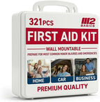 M2 BASICS 321 Piece First Aid Kit, Hard Case Emergency Medical Kit with Supplies for Home, Car, School, Office, Workplace