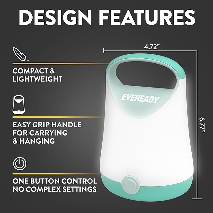 Eveready LED Camping Lantern X-250 (2-Pack), Super Bright Tent Lights, Rugged Water Resistant LED Lanterns, 100 Hour Run-time (Batteries Included), Teal