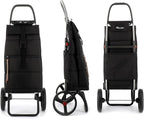 Foldable Puffer Grocery Shopping Cart with Wheels | Collapsible Personal Folding Cart for Groceries | Durable & Portable | Black