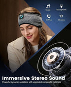 Perytong Sleep Headphones Wireless, Bluetooth Sports Headband Headphones with Ultra-Thin HD Stereo Speakers Perfect for Sleeping,Workout,Jogging,Yoga,Insomnia, Air Travel, Meditation (BlackGrey)