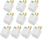 PLUGTUL 2 Prong to 3 Prong Outlet Adapter, Polarized Grounded Outlet Converter, Wall Outlet Plug for Household, Workshops, ETL Listed, 10-Pack, White