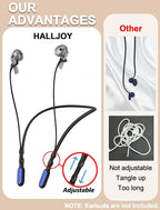 HALLJOY for Galaxy Buds 4/4 Pro/Buds 3/3 Pro Strap Neckband, Anti-Lost Accessories, Support Volume Control, Ergonomic Design, Fit Airpods Pro 3/2/1, Airpods 4, 3, 2, 1, Black Band/DarkBlue Tip