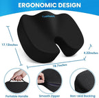 TushGuard Seat Cushion, Office Chair Cushions, Car Seat Cushion, Non-Slip Sciatica & Back Coccyx Tailbone Pain Relief Chair Pad, Memory Foam Butt Pillow for Computer Desk, Office Chair(Black, XXL)
