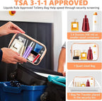 AURUZA Clear Makeup Bag,Portable Travel Toiletry Bags with Zipper, TSA Approved Clear Organizer Bags, PVC Cosmetic Pouch for Airport Airline Compliant