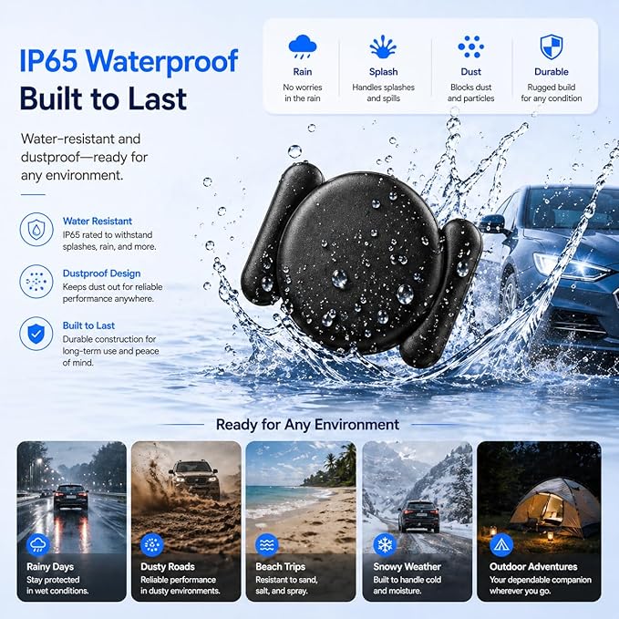 Mini Magnetic GPS Tracker for Vehicles IP65 Waterproof Real-Time Hidden Tracking Device Compatible with Android Only, Anti-Theft Car Tracker for Truck, Motorcycle, Assets（Android Only）