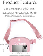 YOSHUYUKI Fanny Pack Crossbody Bag Trendy Waterproof Small Sling Cross Body Purse for Women Men Fashion Waist Packs Mini Belt Pouch Chest Bum Hip Bag Lulu Dupes for Travel Vacation Running Pink