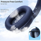 Bluetooth 5.2 Hybrid Active Noise Cancelling Headphones for Airplane Travel, 90H Playtime Wired and Wireless Over Ear ANC Headset for Adults, Android, Home Office, Blue
