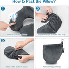 Keemall Inflatable Travel Pillows for Airplanes, Easy Blow Up Inflatable Travel Neck Pillows for Air Travel Sleeping Long Flight, Comfort Travel Air Pillows for Car Train Office Nap Camping