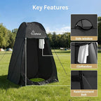 Wolfwise Pop Up Shower Tent, Portable Instant Changing Tent with Ventilation Window & Carry Bag, Privacy Bathroom Toilet for Beach, Camping & Outdoor, Width 47 ", Height 75 ", Black