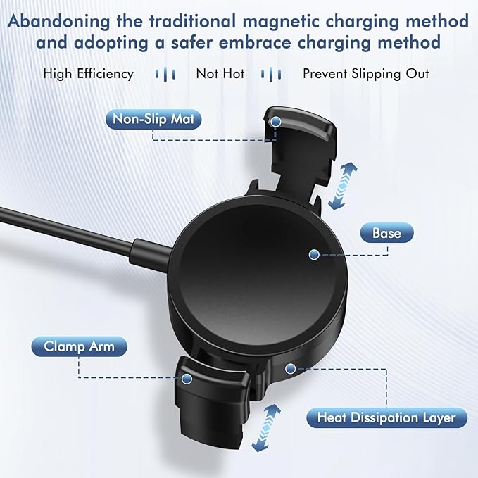 Clip on Galaxy Watch Charger, Suitable for Samsung Galaxy Watch 8/8 Classic/7/Ultra/6/6 Classic/5 Pro/5/4/4 Classic/3 Active2/1, Replace Samsung smartwatch Fast Charging Cable (6FT)