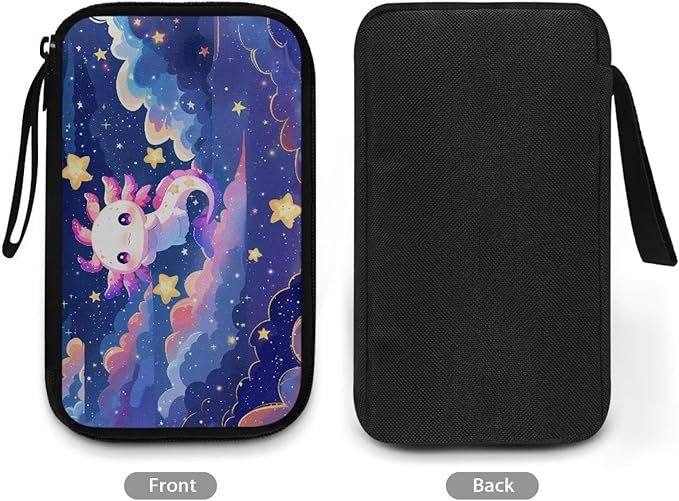 Cartoon Axolotl Print Travel Cable Organizer Bag Waterproof Portable Electronic Accessories Organizer for USB Cable Cord Phone Charger Headset Wire SD Card