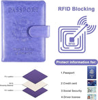 Sizobi Passport Holder for Travel, RFID Passport Cover Wallet for Women Men, Leather Passport Book Card Holder Case for International Travel Must Haves Accessories,Cruise Ship Essentials Gifts, Purple