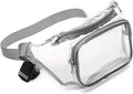 Veckle Clear Fanny Pack Stadium Approved - Adjustable 33-47 Inch Strap, Transparent Belt Bag for Women Men Fits 7.5-inch Smartphone, Waist Bag Clear Bag for Stadium Events, Sport, Concerts, Grey
