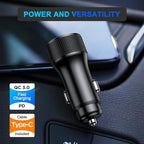 Penemay Car Charger USB C Car Phone Charger, Multi Port Cigarette Lighter Car Adapter for iPhone 17 16 15 Pro Max/14/13/12/11