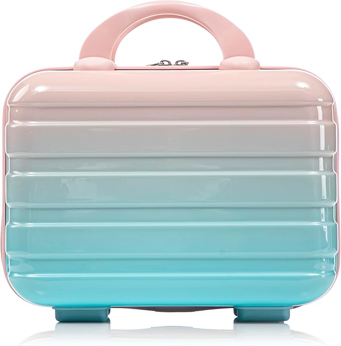 20 Inch Carry on Luggage with 14 Inch Cosmetic Case, 2 Pcs Hardshell Lightweight Durable Spinner Suitcase Set for Travel, Women, Men, TSA Lock, ABS, 20+14 Inch, Blue Pink