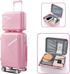 Hard Shell Luggage Sets 4 Piece with 360 Spinner Wheels,Lightweight Suitcase Set with TSA Lock,Travel Luggage Set with Telescoping Handle,Light and Strong,Easy to Clean (Pink 2)