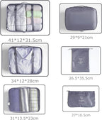 LANSKLBD 6 Set Packing Cubes for Travel, Luggage Organizers with Shoe & Toiletry Bags, Lightweight Suitcase Organizer for Carry-On, Washable Laundry Bags(Grey)